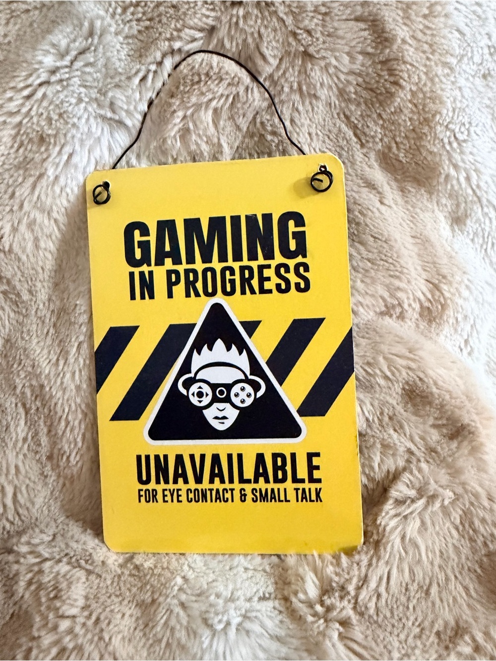 Hobby Lobby Yellow "Gaming In Progress" Door Sign
